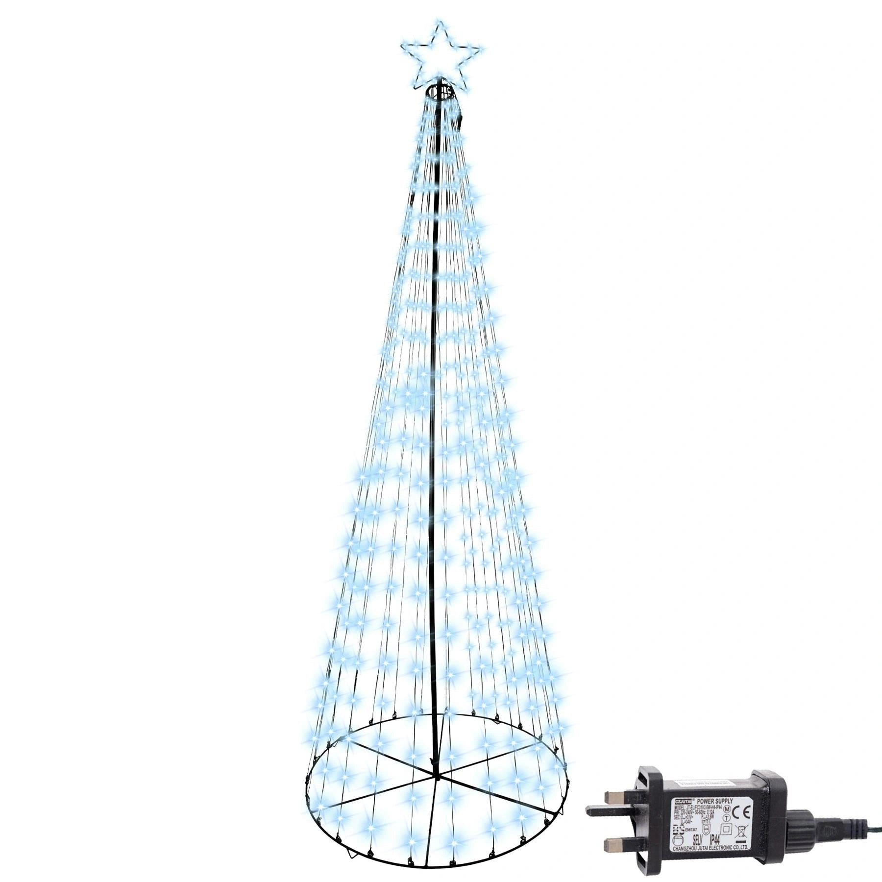 Christmas Cone Tree Maypole Star Topper Multifunction LED Lights Xmas Decor 7FT