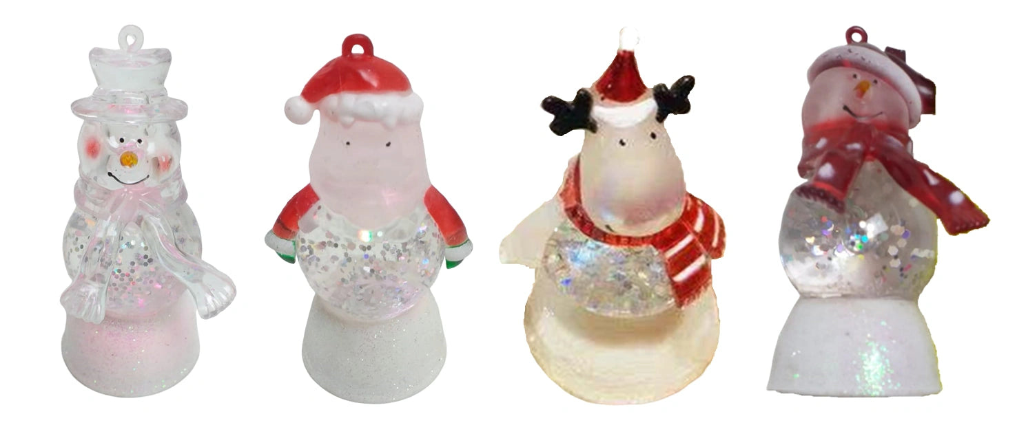 4 LED Crystal Clear Christmas Figures Xmas Home Party Table Top Fun Decorations