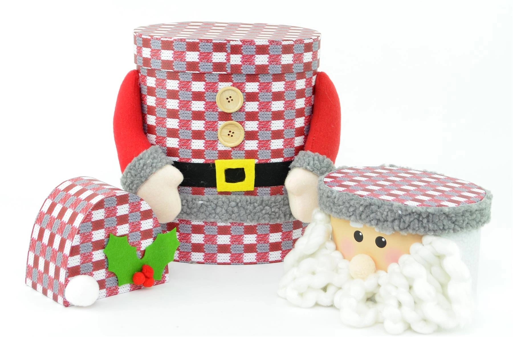 Ovel Santa Claus Christmas Novelty 3 Pcs Box Set Xmas Decoration Gift Present Boxes