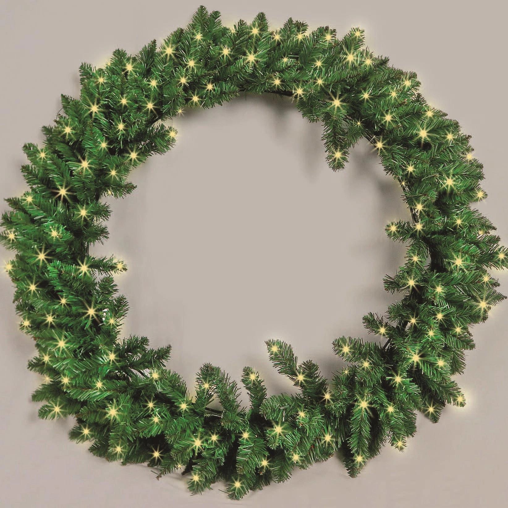 Christmas Wreath Green Pre Lit LED Bushy Pine Wall Door Xmas Home Decors 120cm