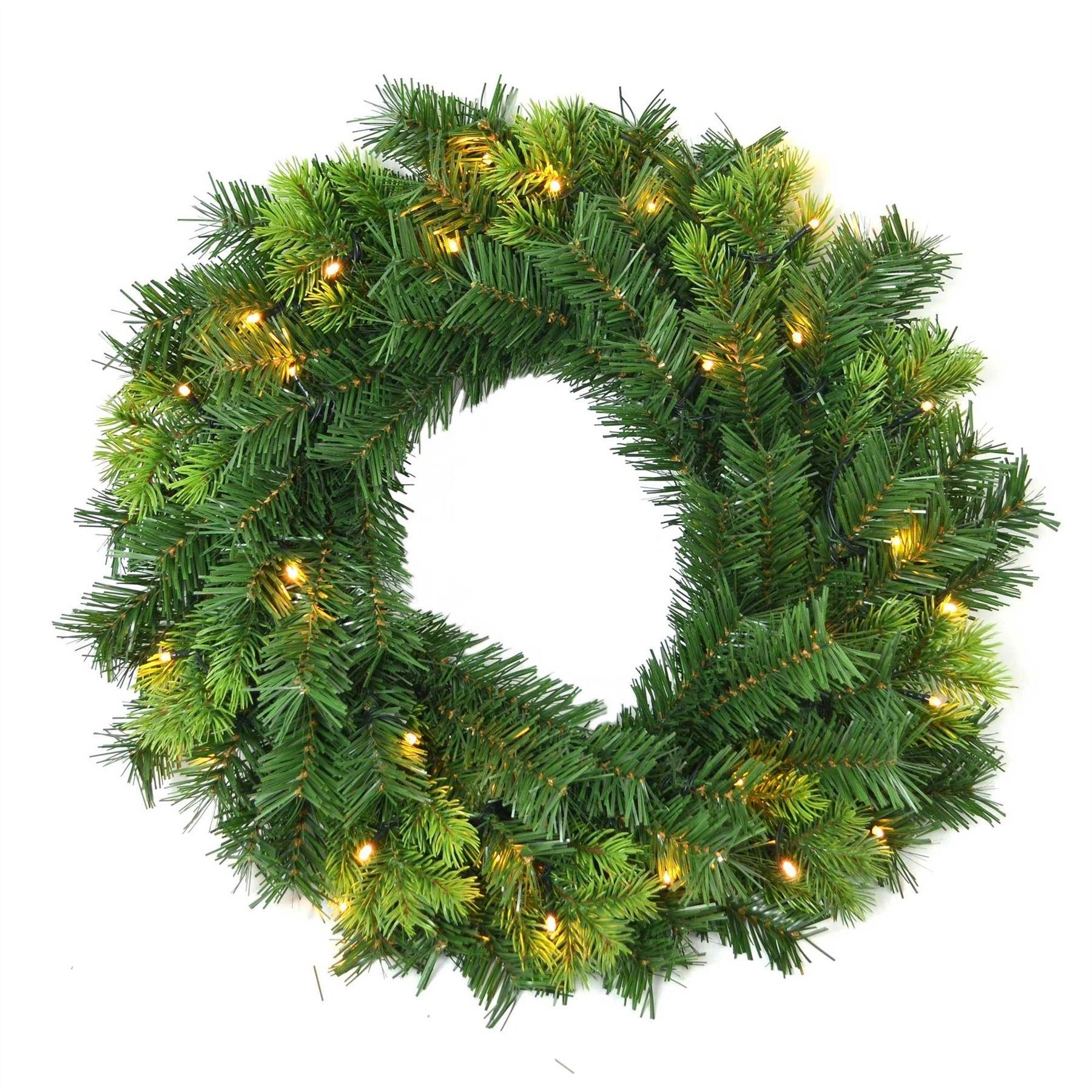 Pre Lit Christmas Wreath Green Artificial Bushy Pines Wall Door XMAS Home Decor