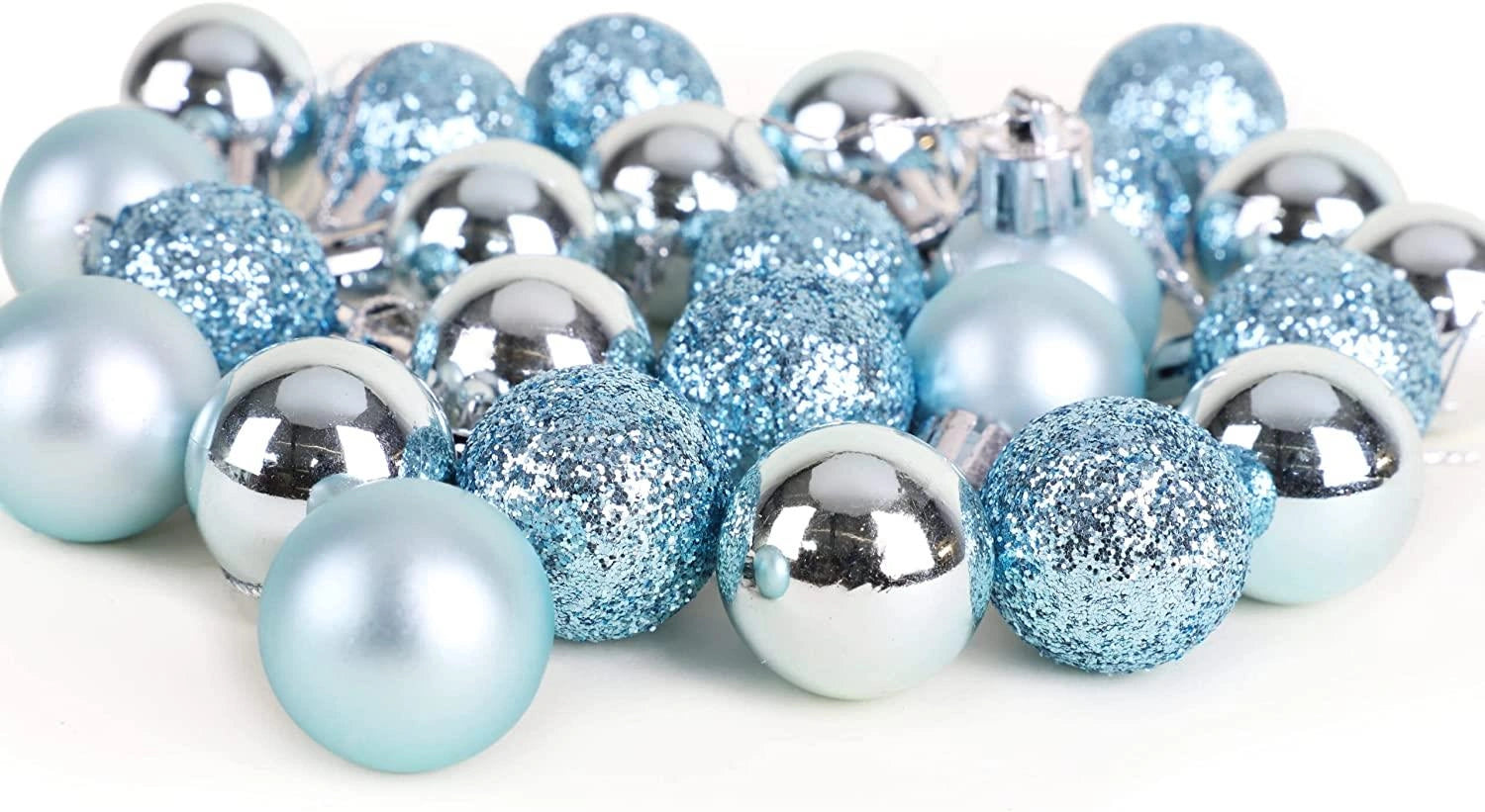 24X Christmas Baubles Tree Ornament Light Blue Ball Xmas Hanging Decoration 30mm