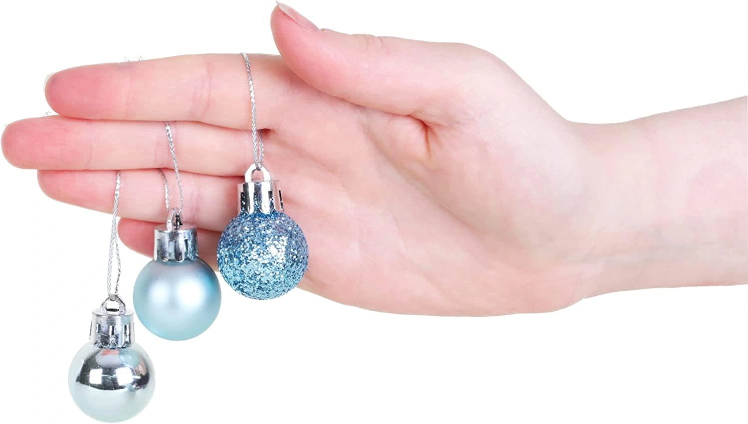 24X Christmas Baubles Tree Ornament Light Blue Ball Xmas Hanging Decoration 30mm