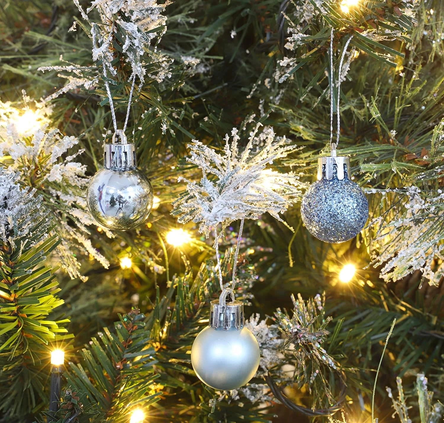 24X Christmas Baubles Tree Ornament Light Blue Ball Xmas Hanging Decoration 30mm