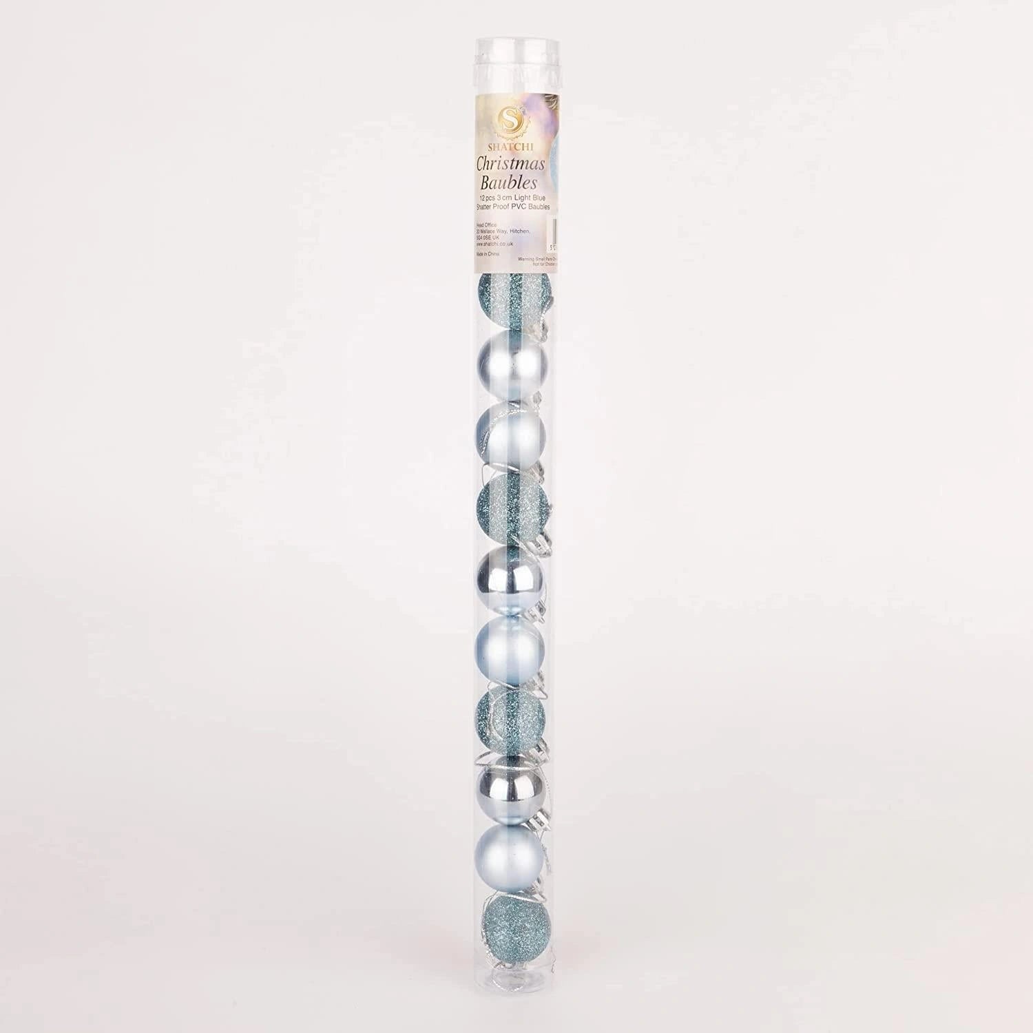 24X Christmas Baubles Tree Ornament Light Blue Ball Xmas Hanging Decoration 30mm