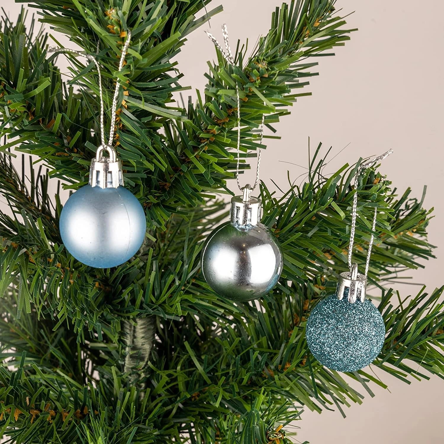 24X Christmas Baubles Tree Ornament Light Blue Ball Xmas Hanging Decoration 30mm