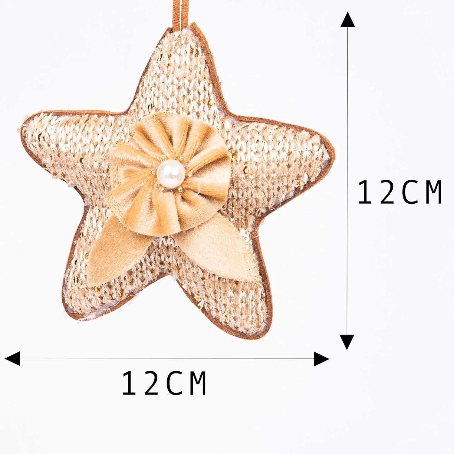 3X Christmas Hanging Ornaments Tree Pendant Santa Star Gold 12cm Xmas Decoration