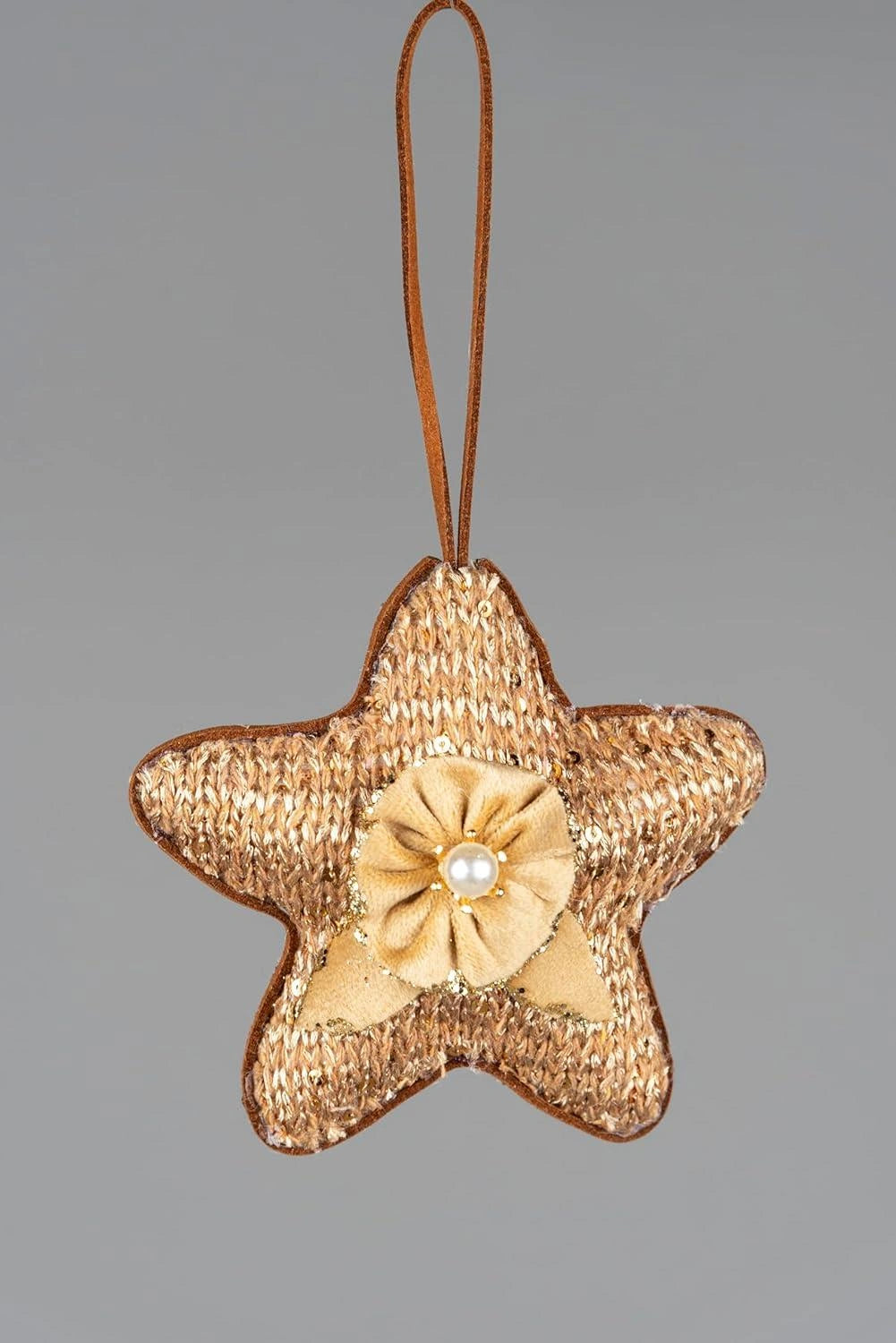 3X Christmas Hanging Ornaments Tree Pendant Santa Star Gold 12cm Xmas Decoration