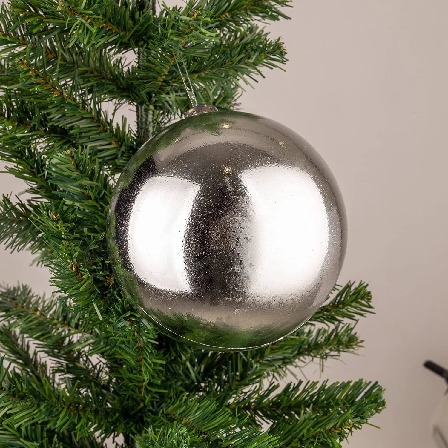6X Christmas Baubles Tree Ornaments Silver Balls Hanging Xmas Decorations 10cm