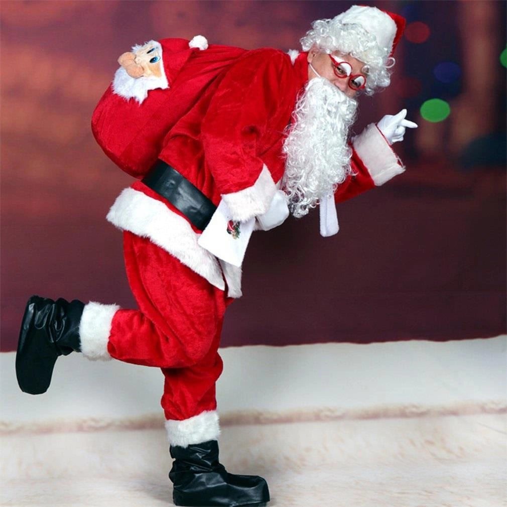 Premium Velvet Santa Claus Suit Father Christmas Costume Fancy Dress Party XL UK