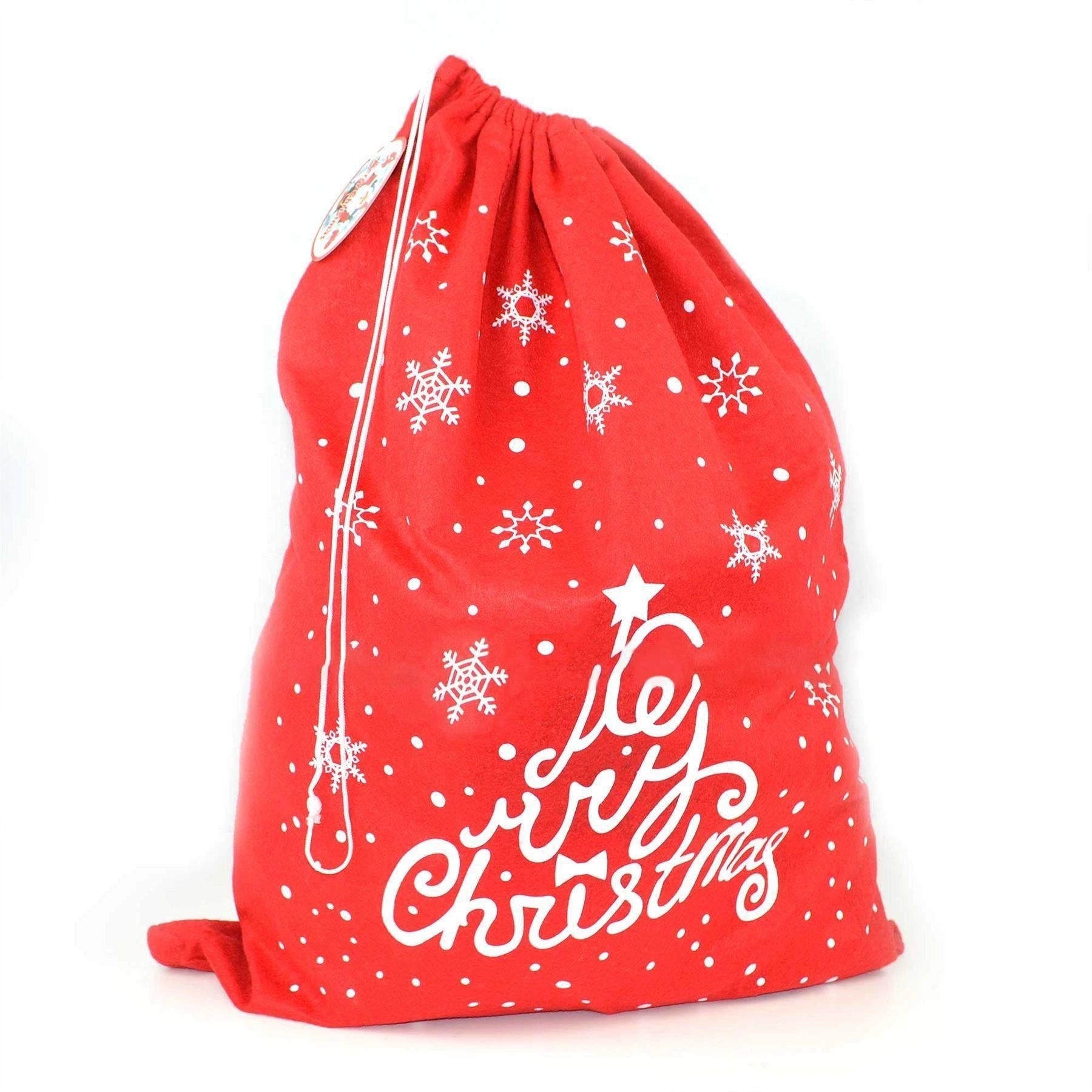 5 Father Christmas Santa Sack Stocking Sock Gifts Bag Red Felt Xmas Accessories