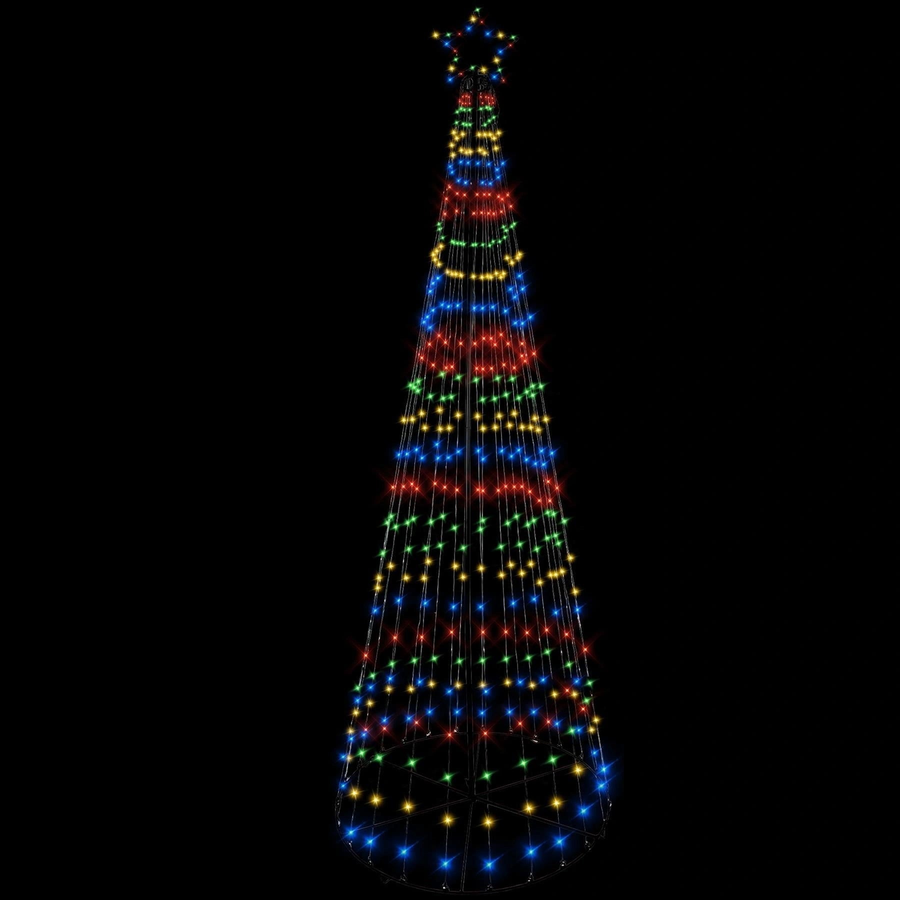 Christmas Cone Tree Maypole Star Topper Multifunction LED Lights Xmas Decor 6FT