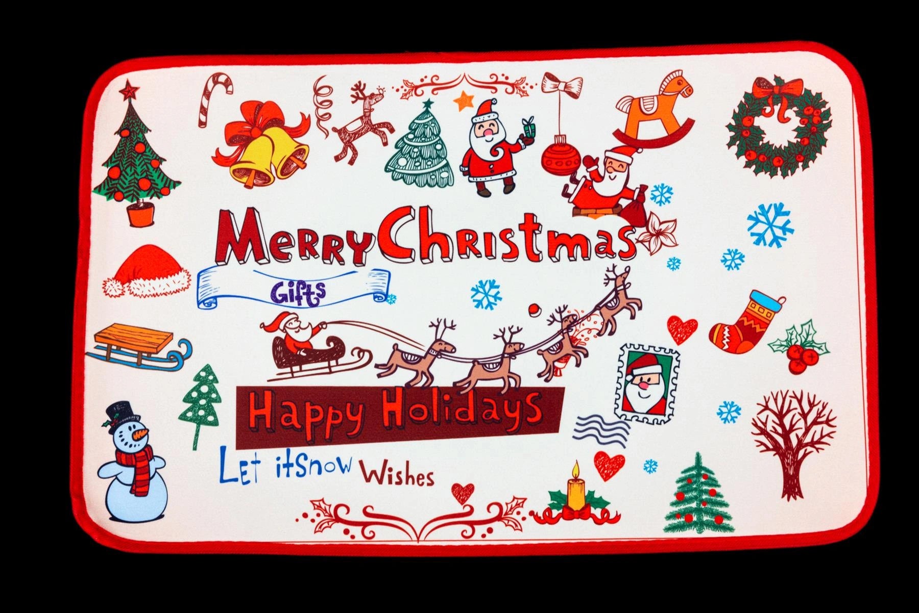 3 Assorted Santa Christmas Door Mats Xmas Decorations Home FLoor Rugs Garden