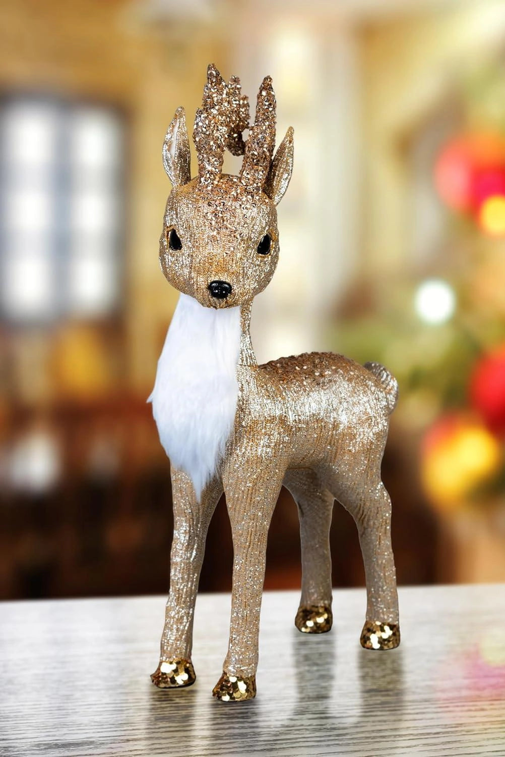 Gold Reindeer Christmas Figure 44cm Tabletop Window Xmas Home Decor
