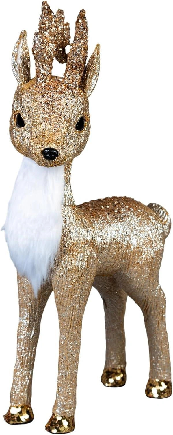 44Cm Gold Reindeer - Christmas Figurine