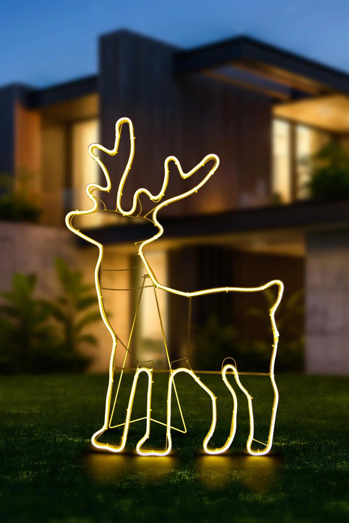 Neon Rope Light Silhouette Christmas Standing Reindeer Outdoor Wall Garden Decor