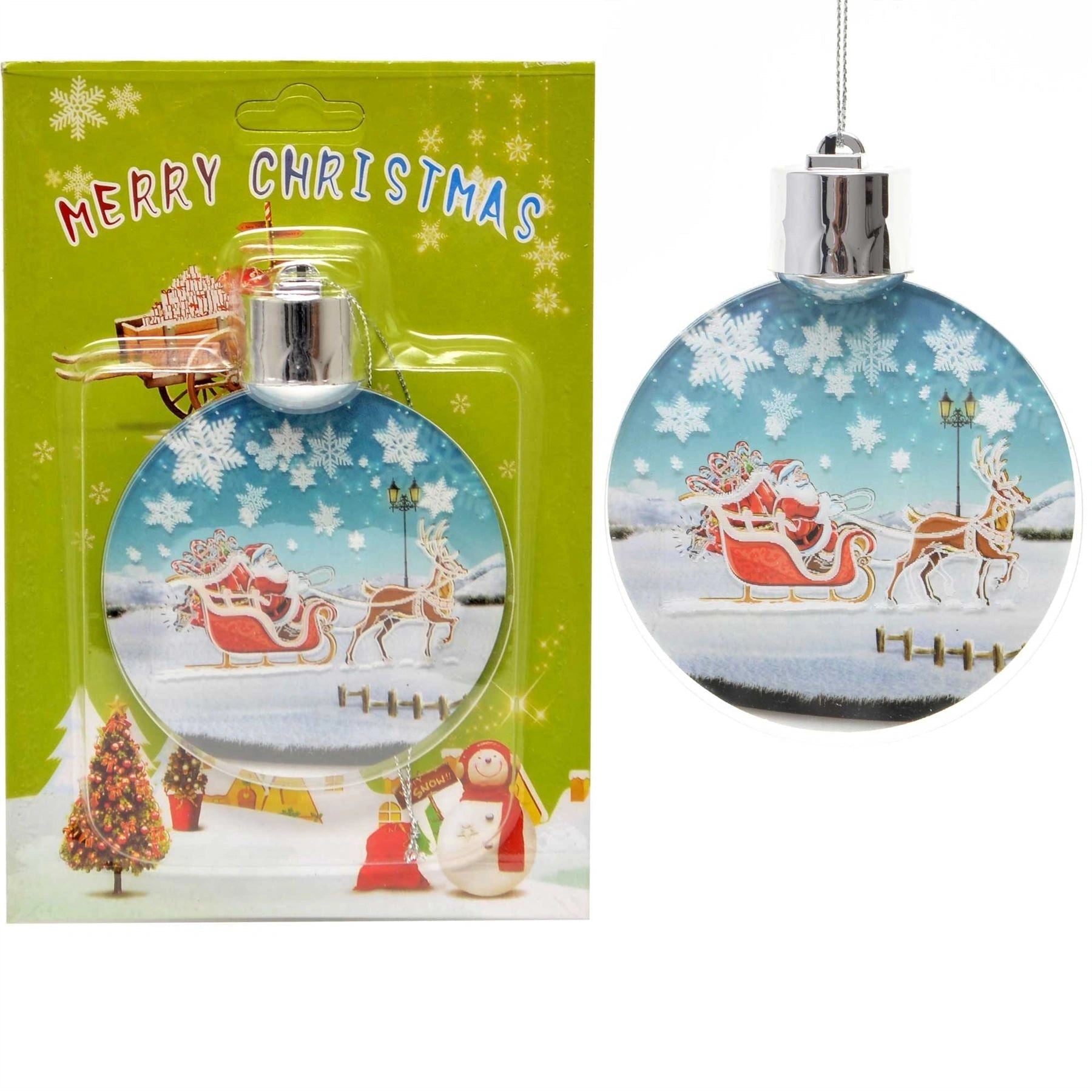 3D Santa on Sleigh LED Christmas Tree Hanging Decoration Ornaments Xmas Gifts