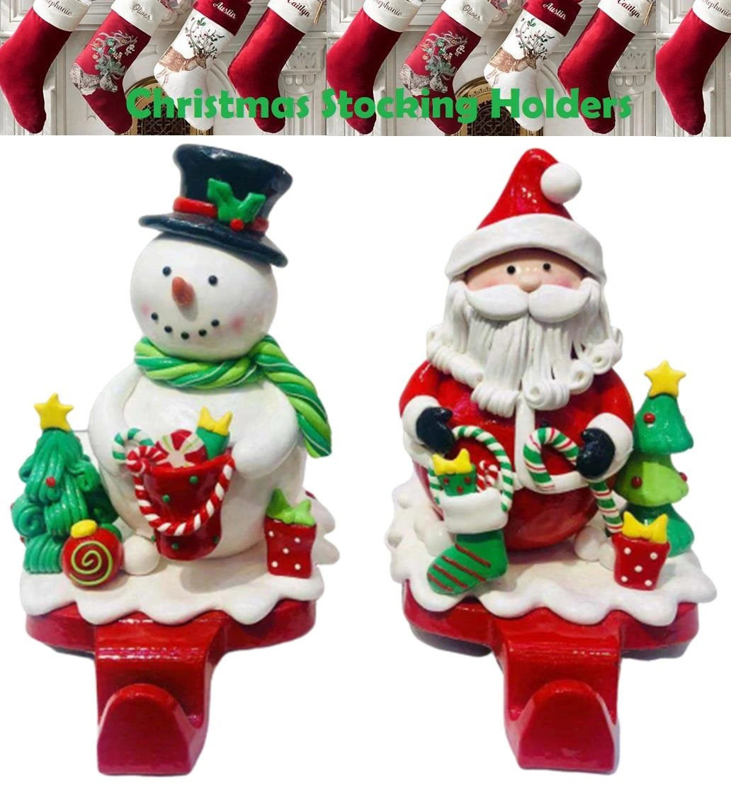 Stocking Holder Christmas Santa Snowman Tabletop Hangers XMAS Home Decoration X2