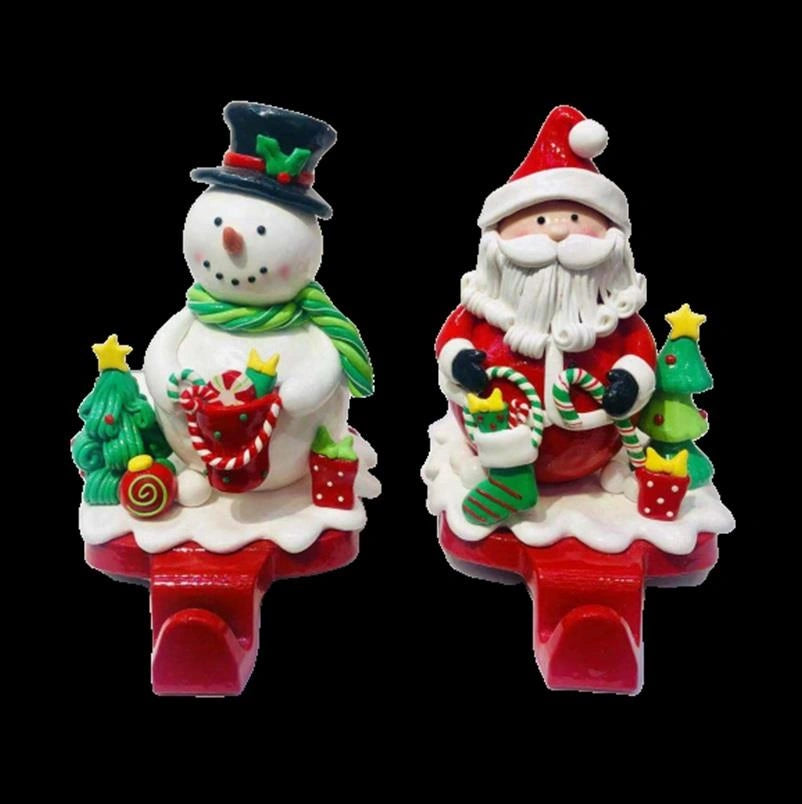 Stocking Holder Christmas Santa Snowman Tabletop Hangers XMAS Home Decoration X2
