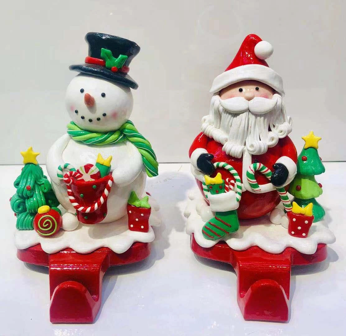 Stocking Holder Christmas Santa Snowman Tabletop Hangers XMAS Home Decoration X2