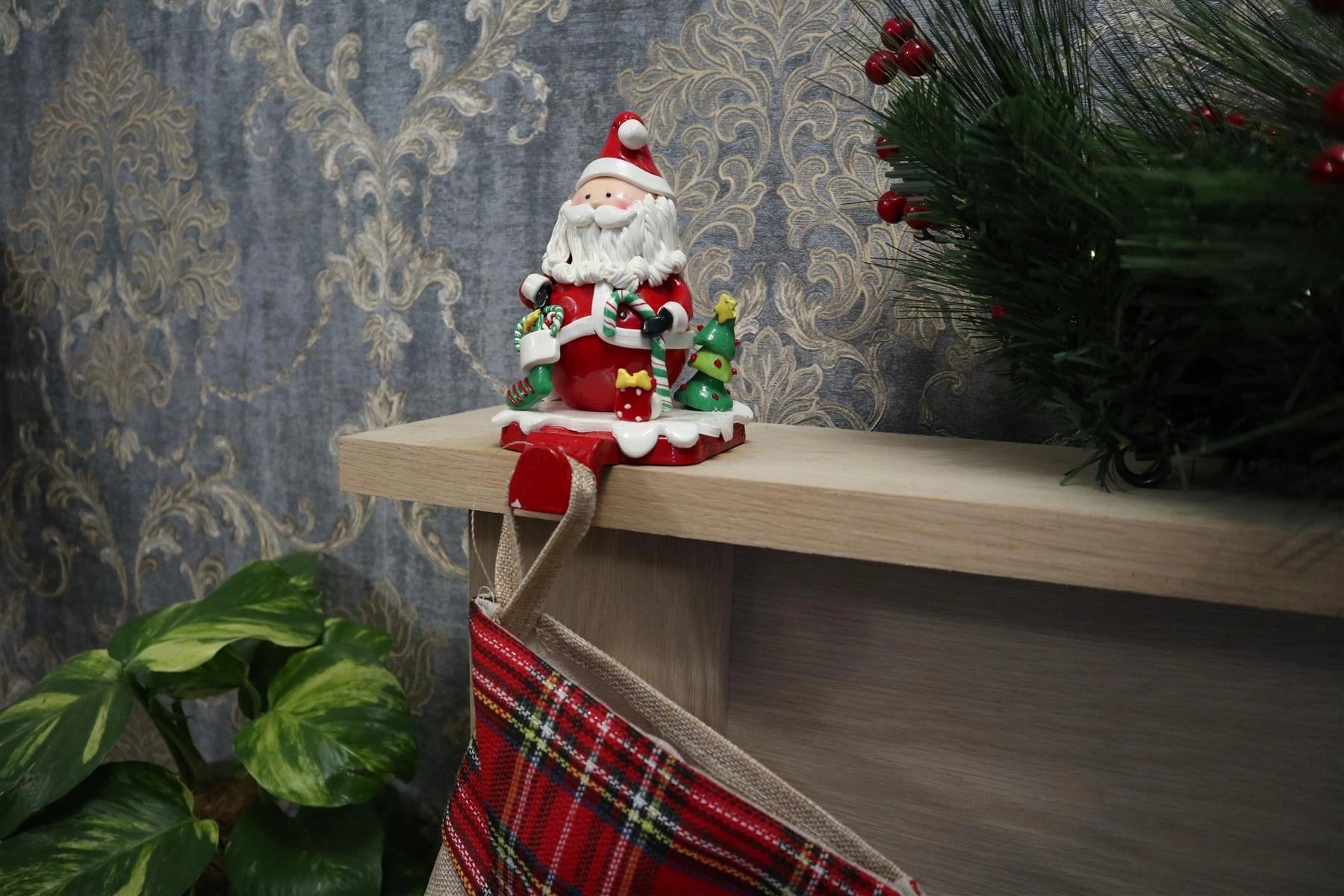 Stocking Holder Christmas Santa Snowman Tabletop Hangers XMAS Home Decoration X2