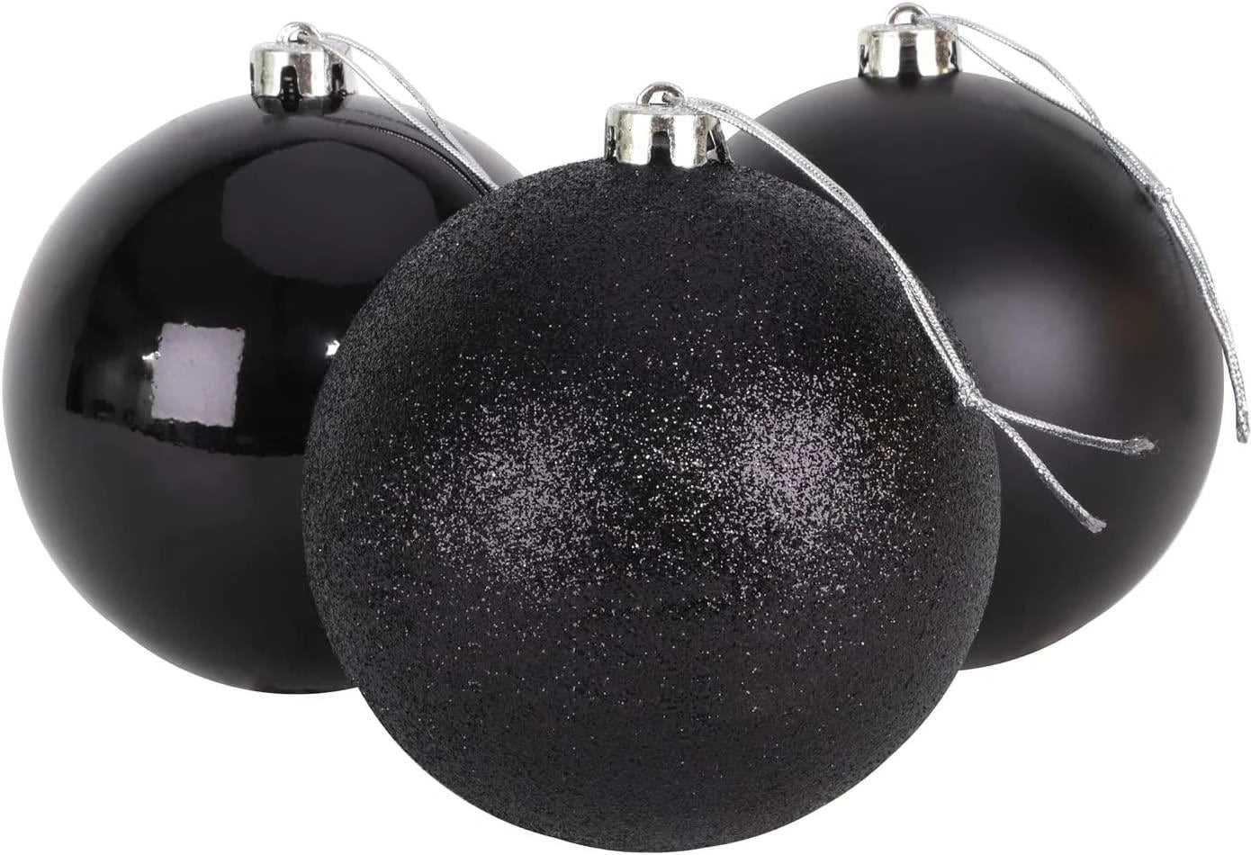 3pcs Christmas Baubles Tree Ornaments Black Balls Xmas Hanging Decoration 15cm