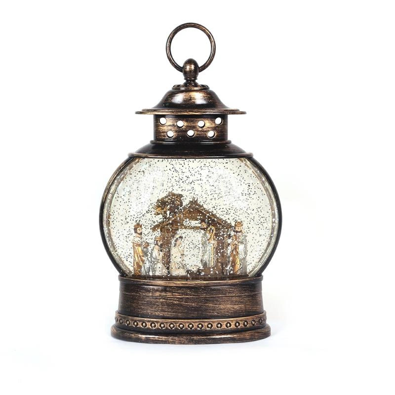 Traditional LED Lantern Nativity Scene Water Glitter Snow Globe Home Decorations