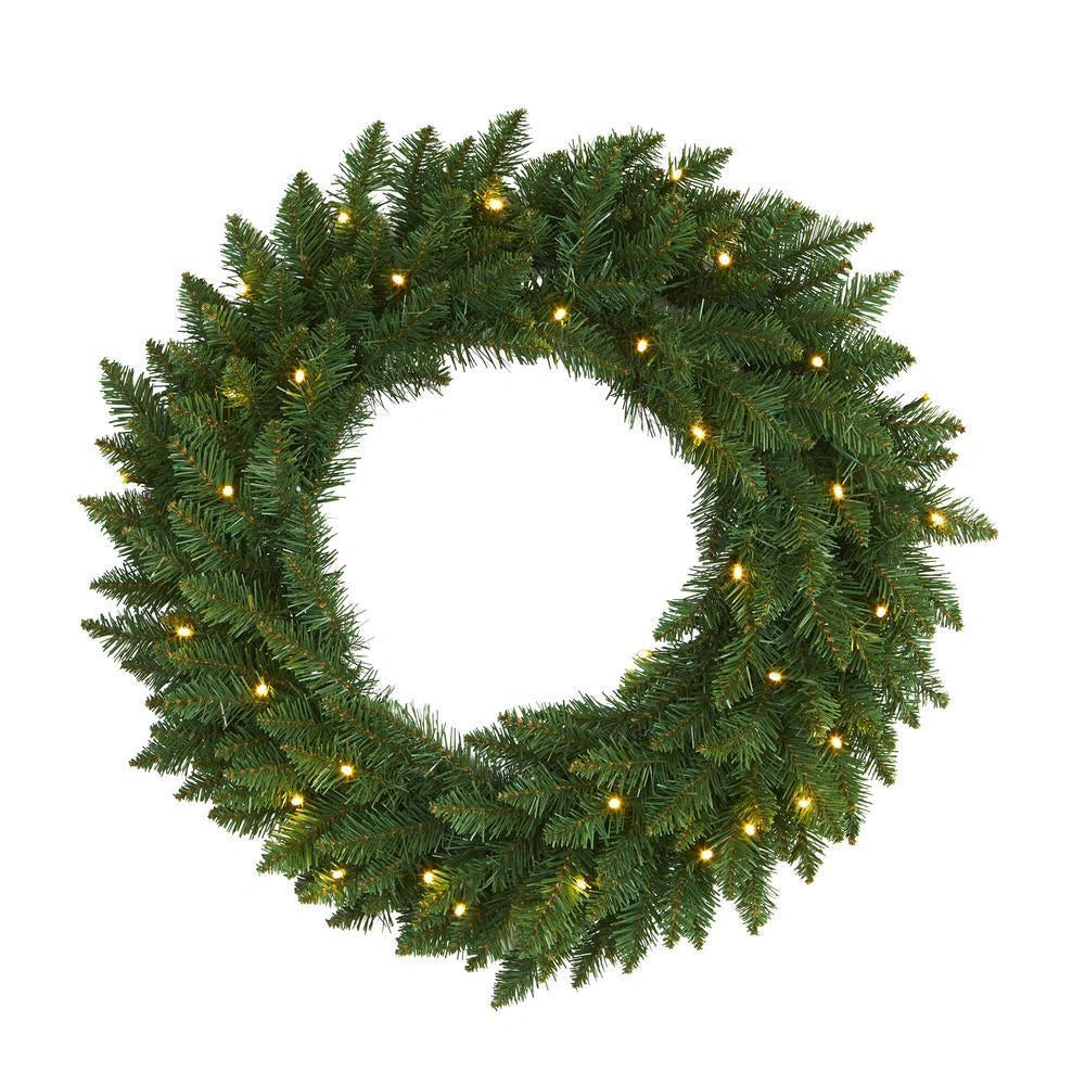 Pre-Lit Imperial Pine Warm White Leds Green Wreath 55Cm
