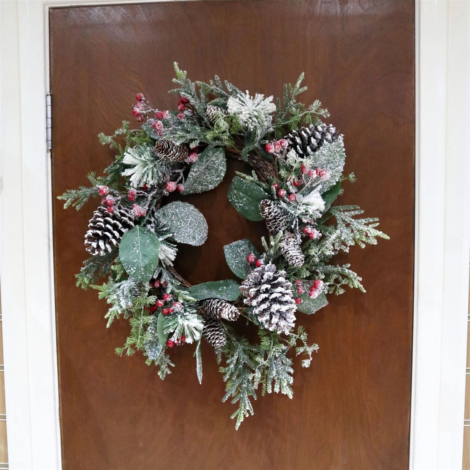 Artificial Berry Flowers Snow Leaf Wreath Christmas Home Tree Xmas Decorations