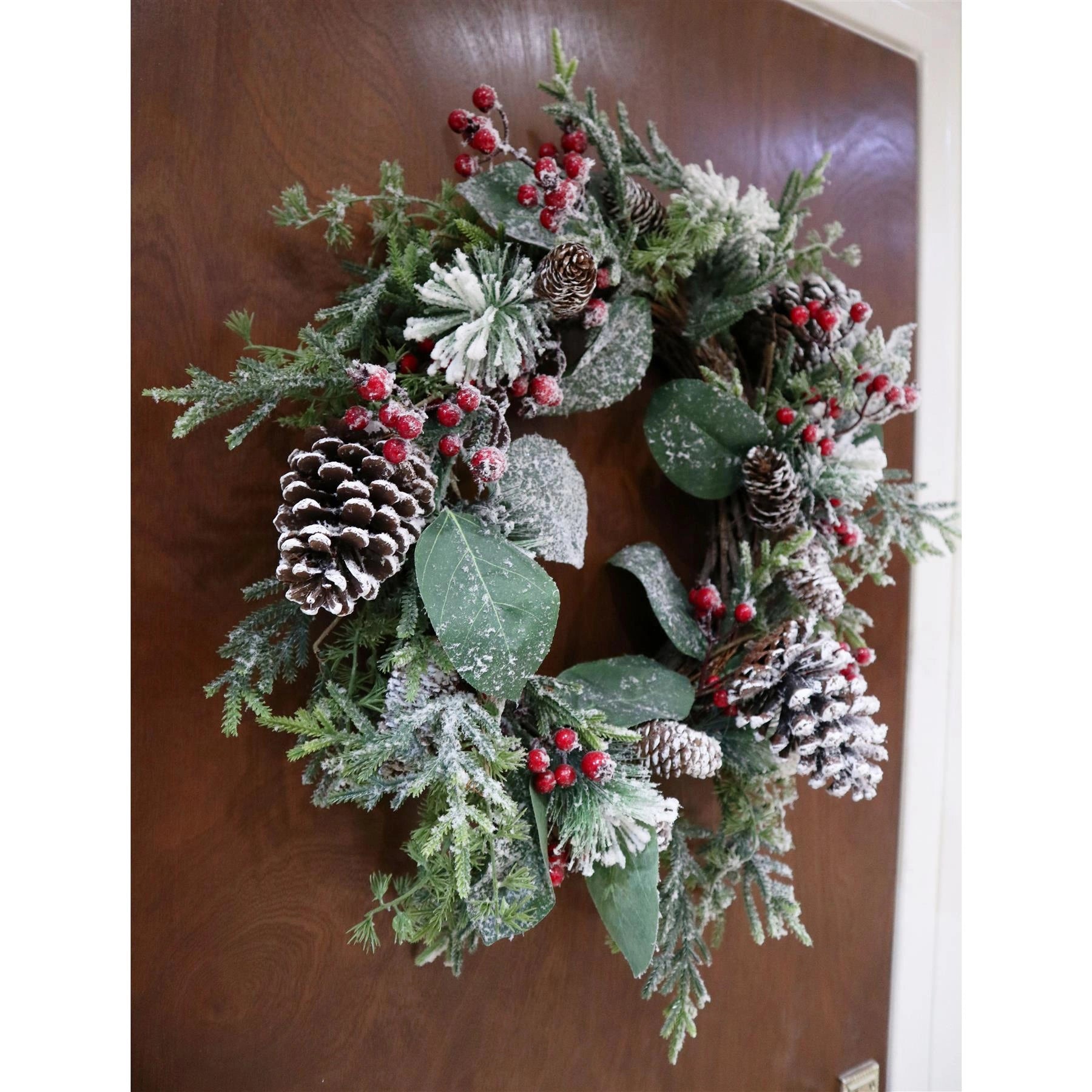 Artificial Berry Flowers Snow Leaf Wreath Christmas Home Tree Xmas Decorations