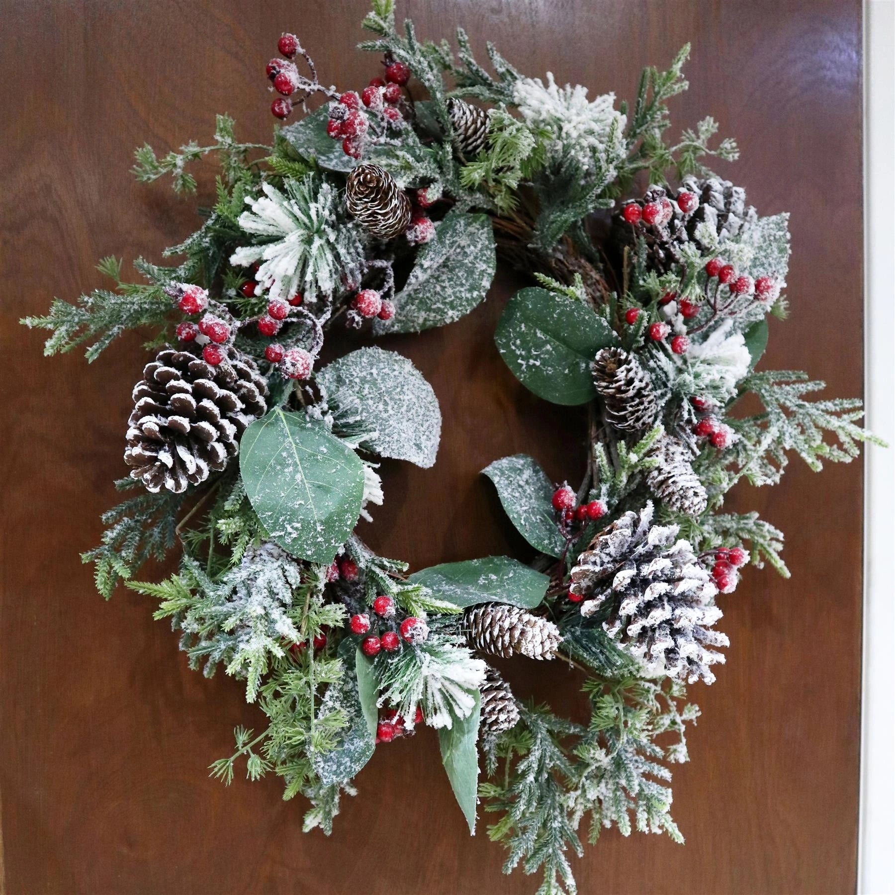 Artificial Berry Flowers Snow Leaf Wreath Christmas Home Tree Xmas Decorations