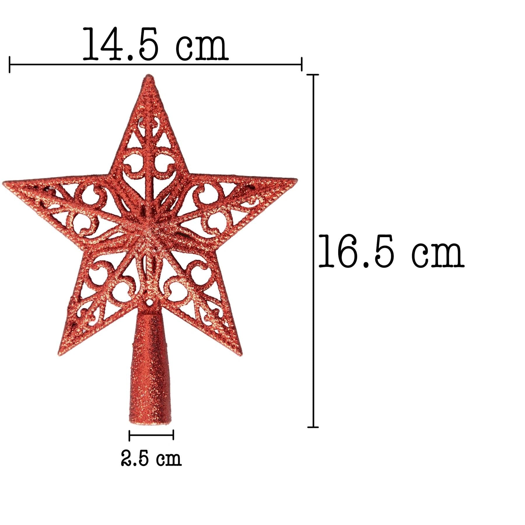 14.5Cm Star Tree Topper Red