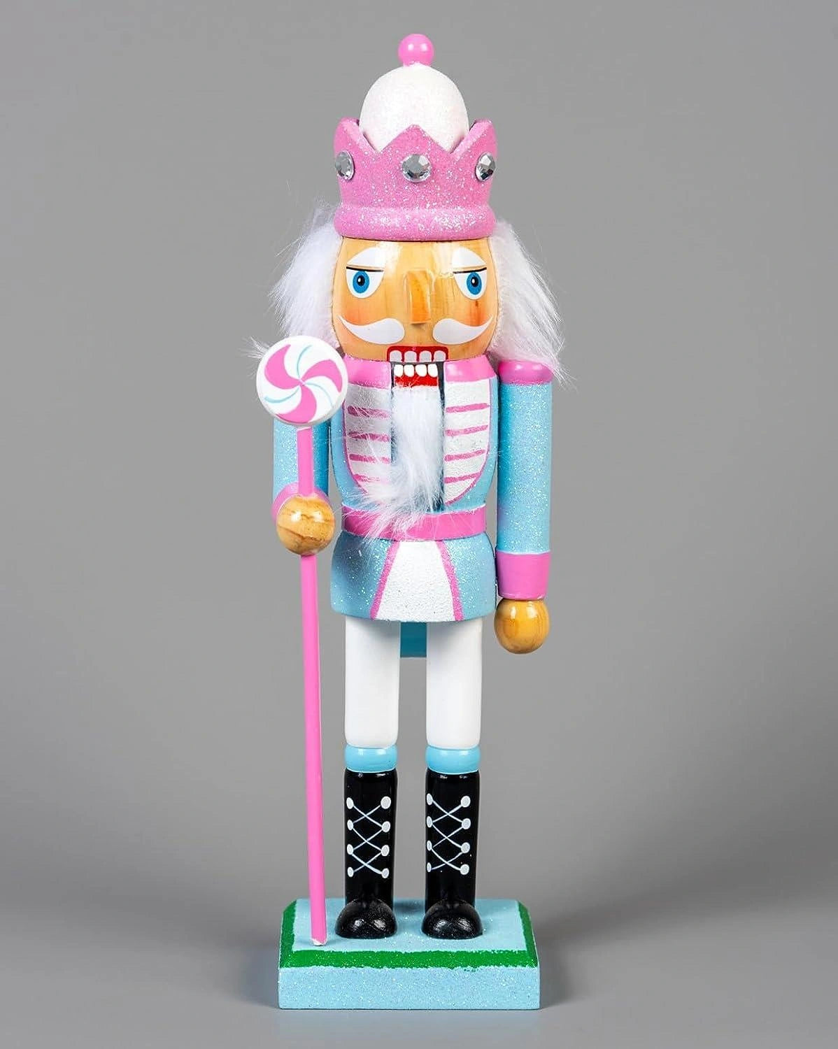 4pcs Pink Nutcrackers Christmas Wooden Ornaments Figurines 25cm Xmas Home Decor