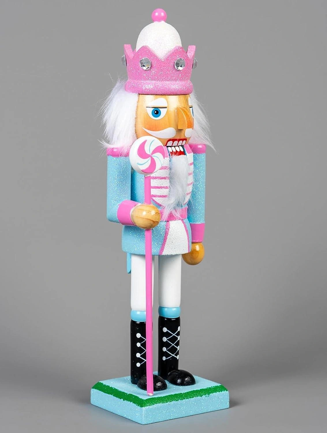 4pcs Pink Nutcrackers Christmas Wooden Ornaments Figurines 25cm Xmas Home Decor