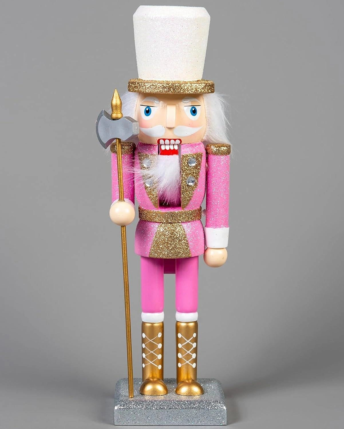 25Cm Pink Wooden Nutcrackers - 4Pcs Set - Christmas Home Decoration