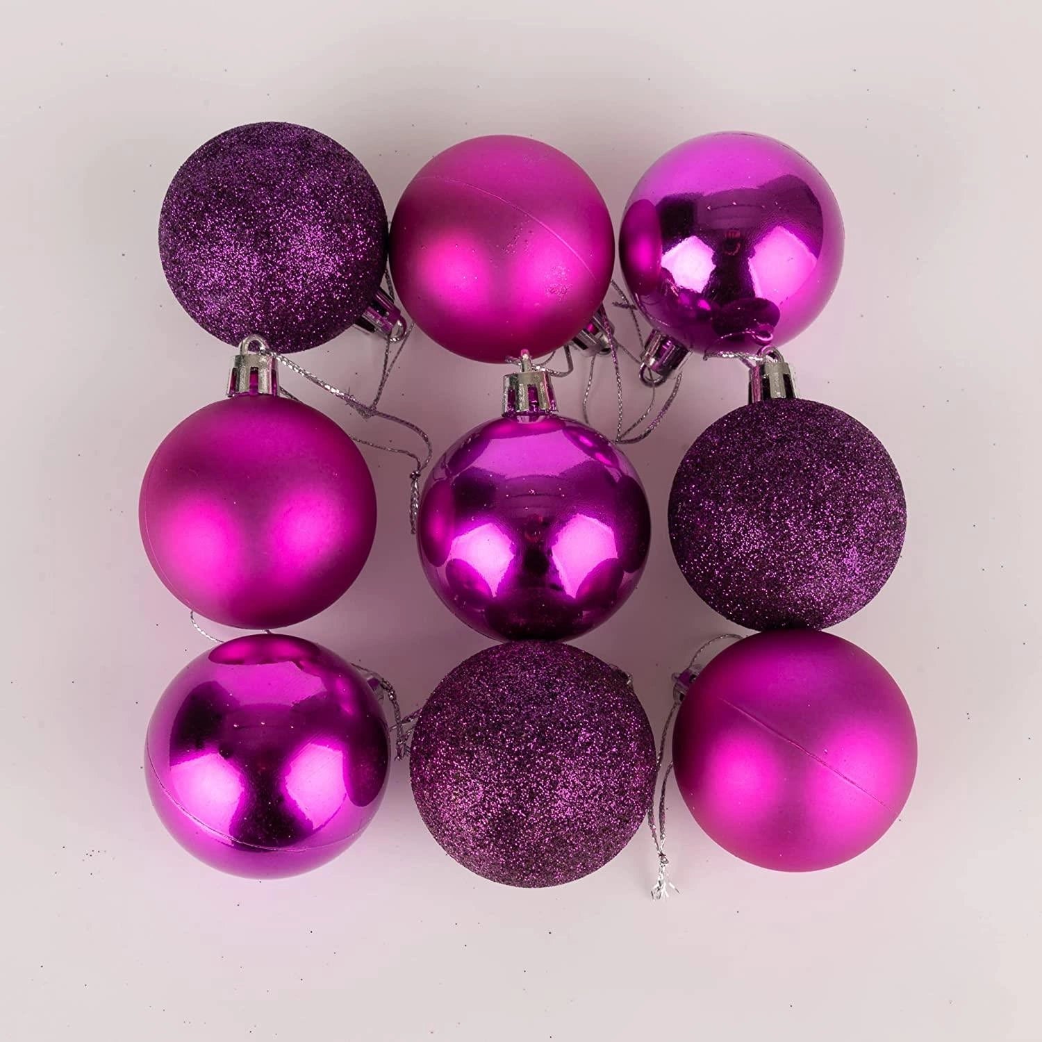 18PCS Christmas Baubles Tree Ornaments Purple Balls Xmas Hanging Decoration 50mm