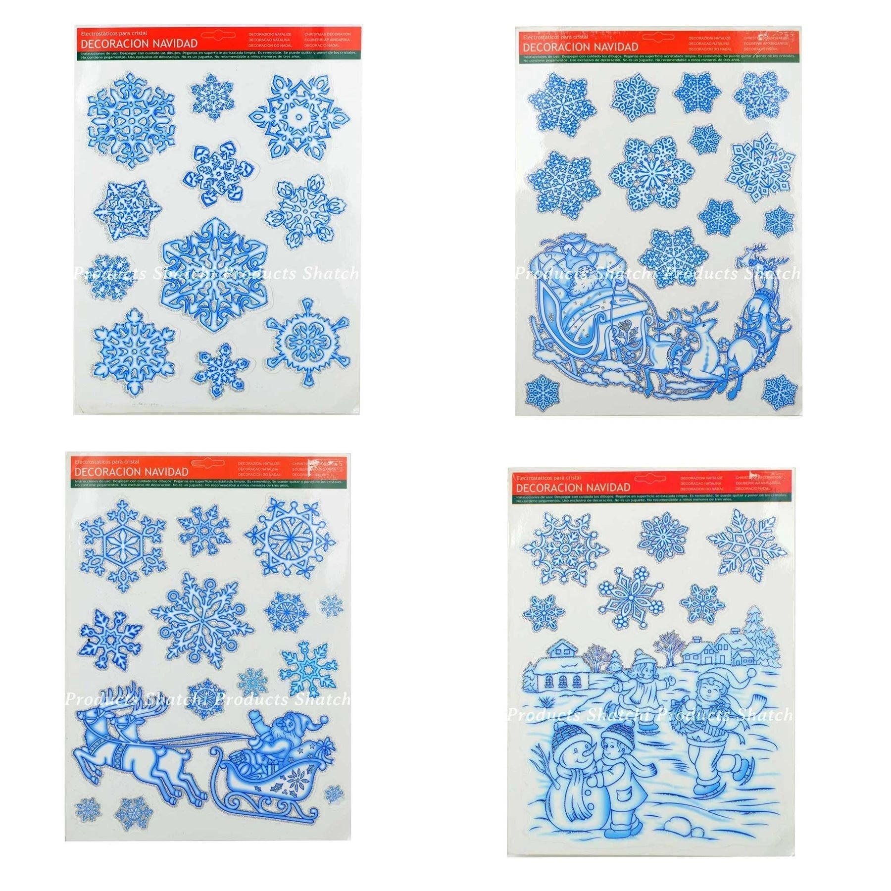 Snowfall Stickers 4 Sheets 46 Assorted Windows Wall Glass Xmas Home Decoration
