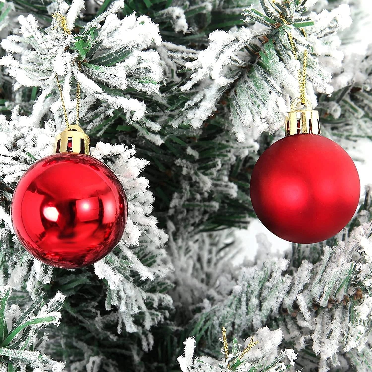 18PCS Christmas Baubles Tree Ornaments Red Balls Xmas Hanging Decorations 50mm