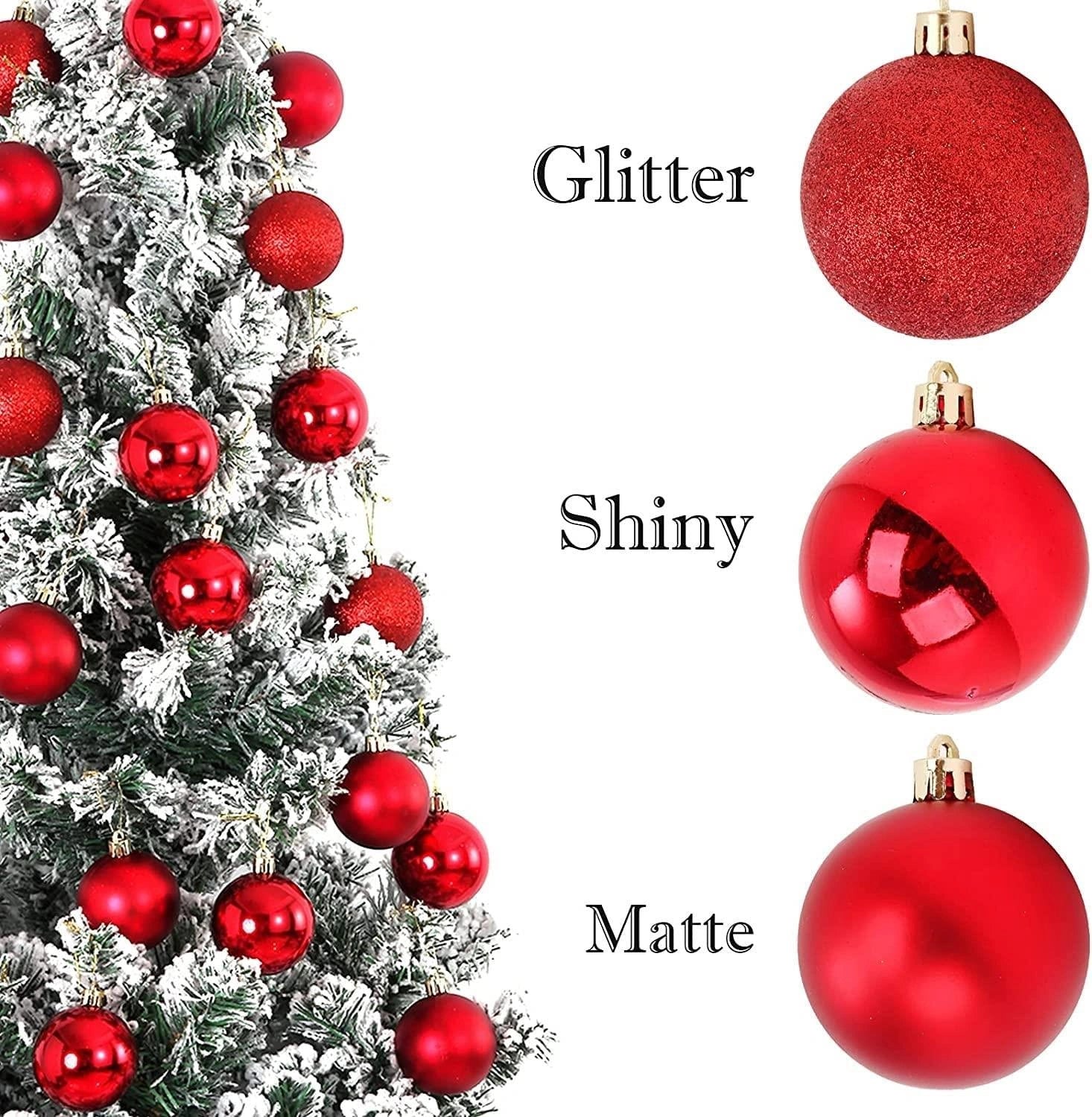 18PCS Christmas Baubles Tree Ornaments Red Balls Xmas Hanging Decorations 50mm