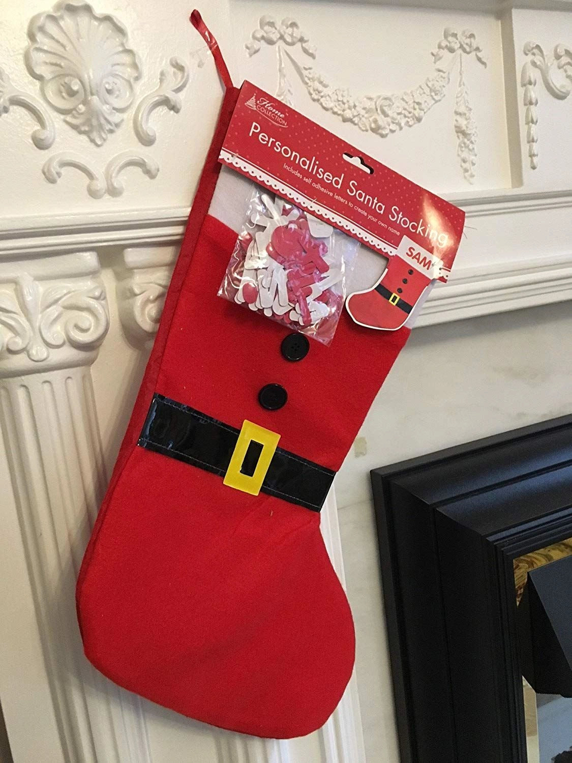 Personalised Red Traditional Christmas Stocking Santa Design Hanging Decoration