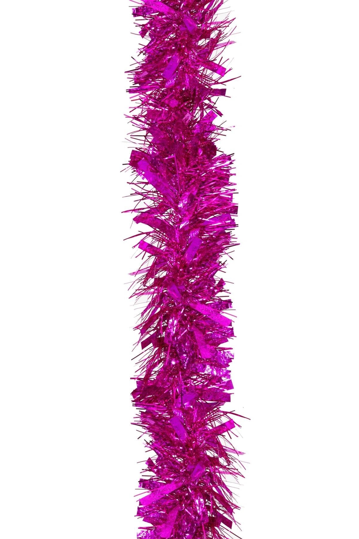 32Pcs Hot Pink Tinsel Tree Decoration 1.8M