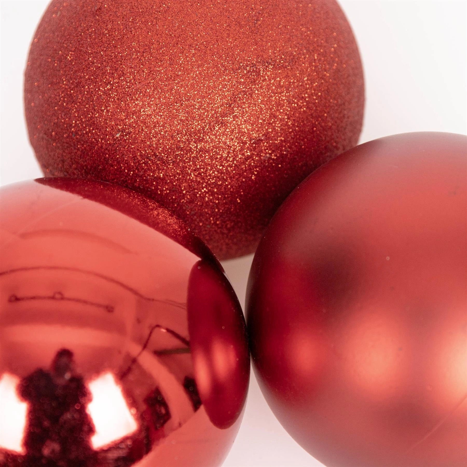 3 Dark Red Shatterproof Christmas Baubles Decor Glitter Matte Shiny Finish 15cm