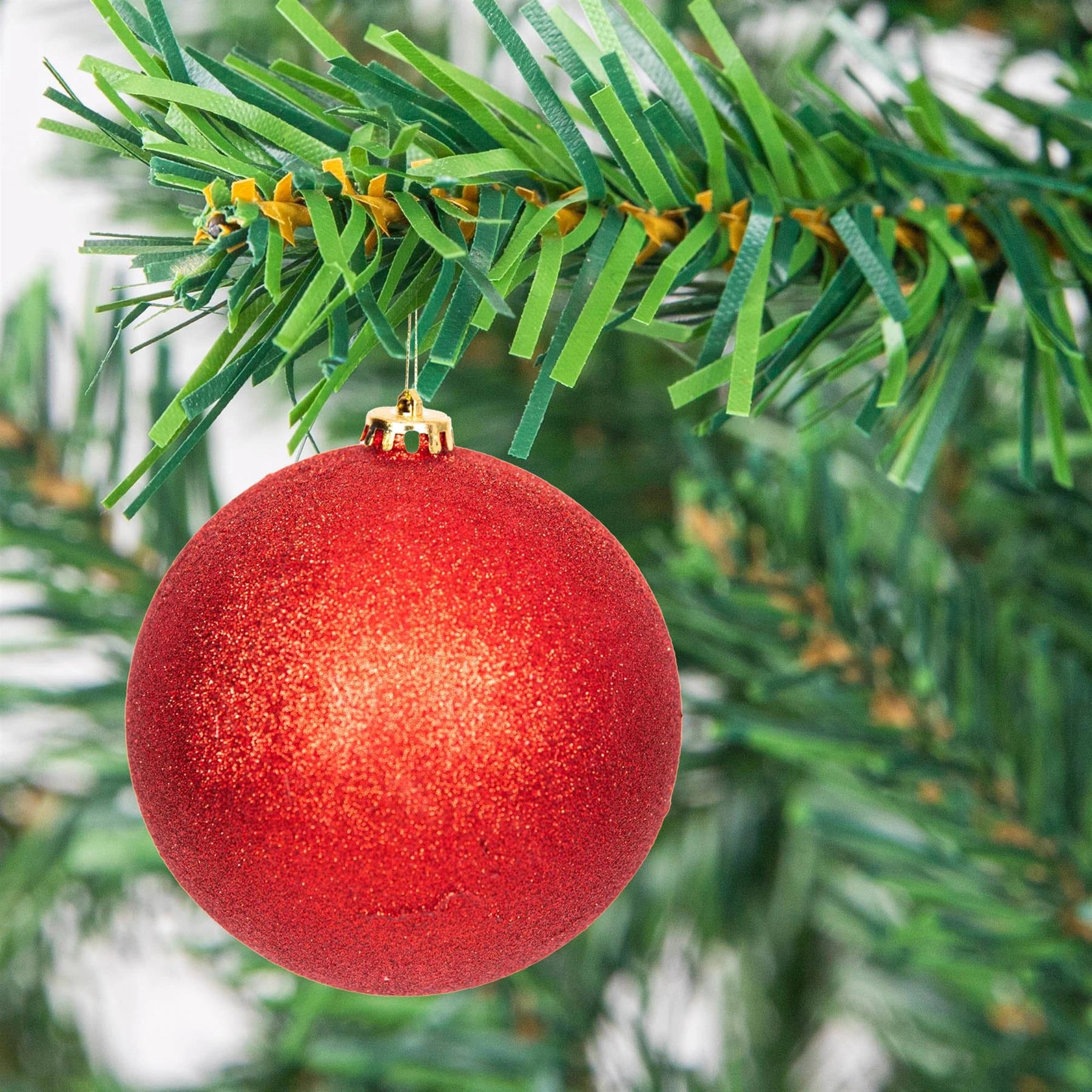 3 Dark Red Shatterproof Christmas Baubles Decor Glitter Matte Shiny Finish 15cm