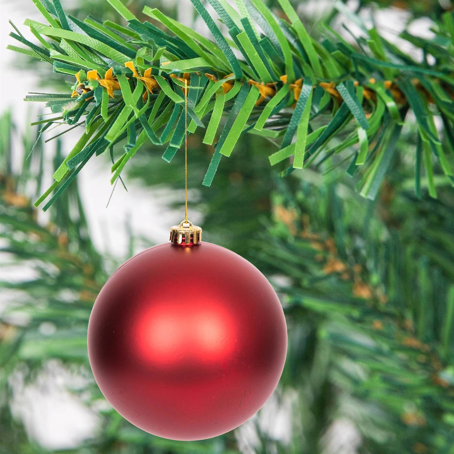 3 Dark Red Shatterproof Christmas Baubles Decor Glitter Matte Shiny Finish 15cm