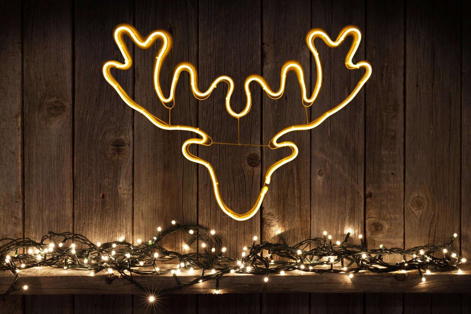 Neon Rope Light Silhouette Christmas Stag Head Outdoor Wall Garden Decoration UK
