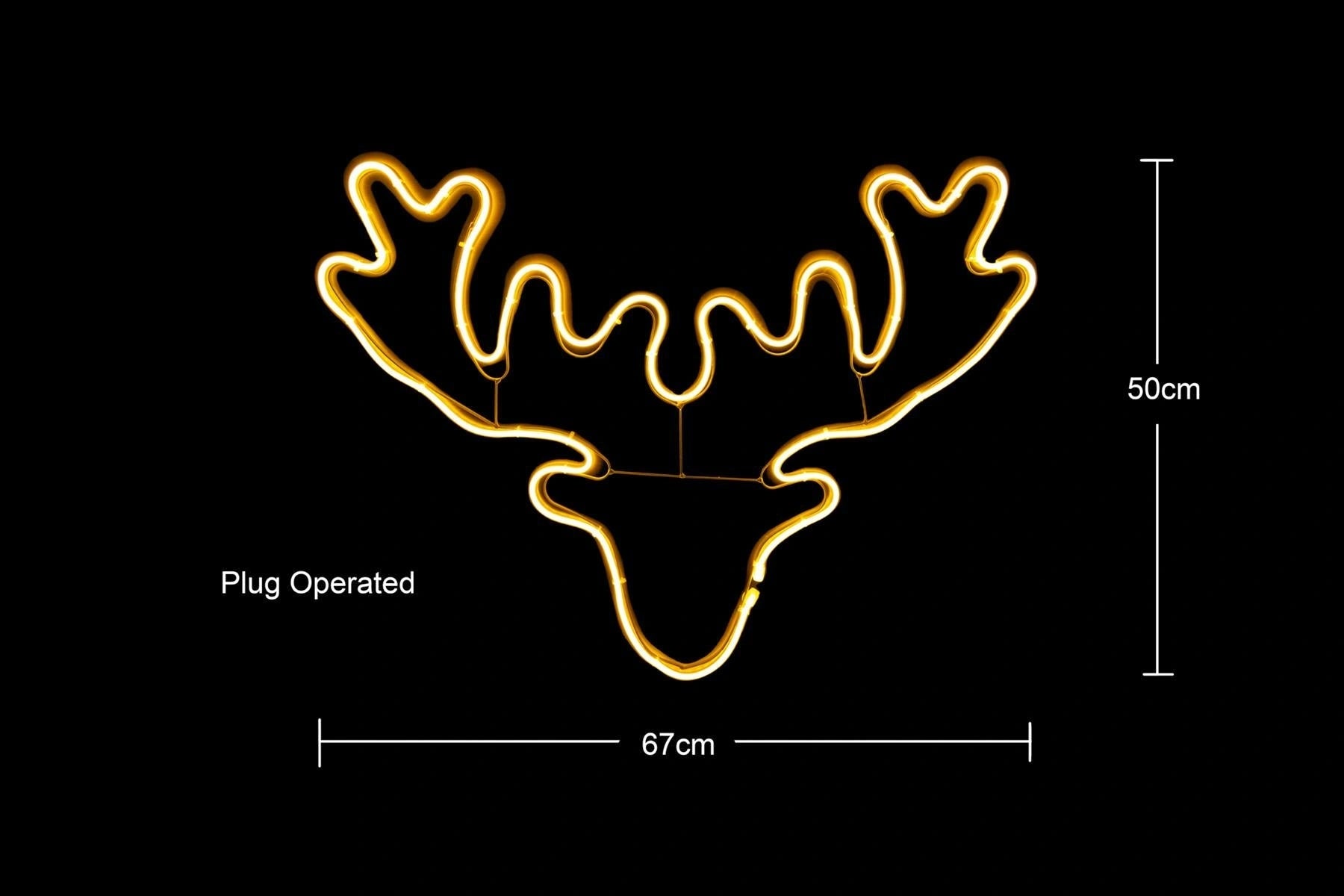 Stag Head Rope Light Silhouette-Warm White 46 X 65Cm