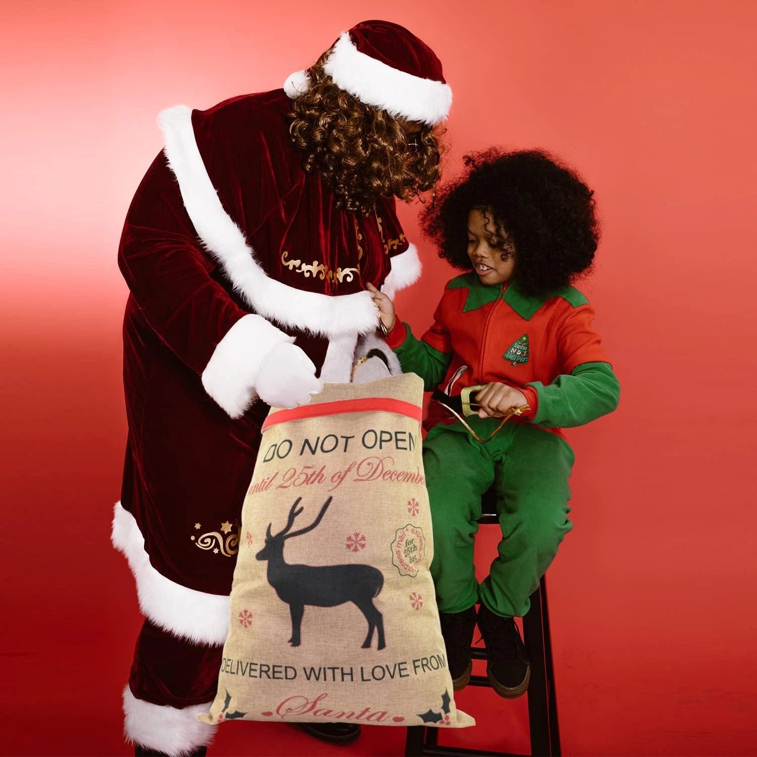 5Pcs Christmas Santa Sack Hessian Stocking Large Xmas Gift Present Bags 70cm