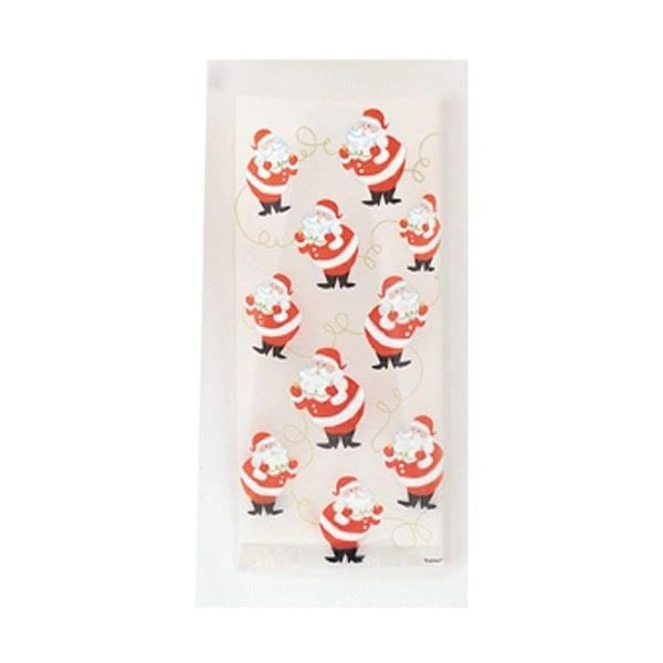 40 Santa Cello Cellophane Christmas Favour Treat Sweet Party Loot Bags With Ties