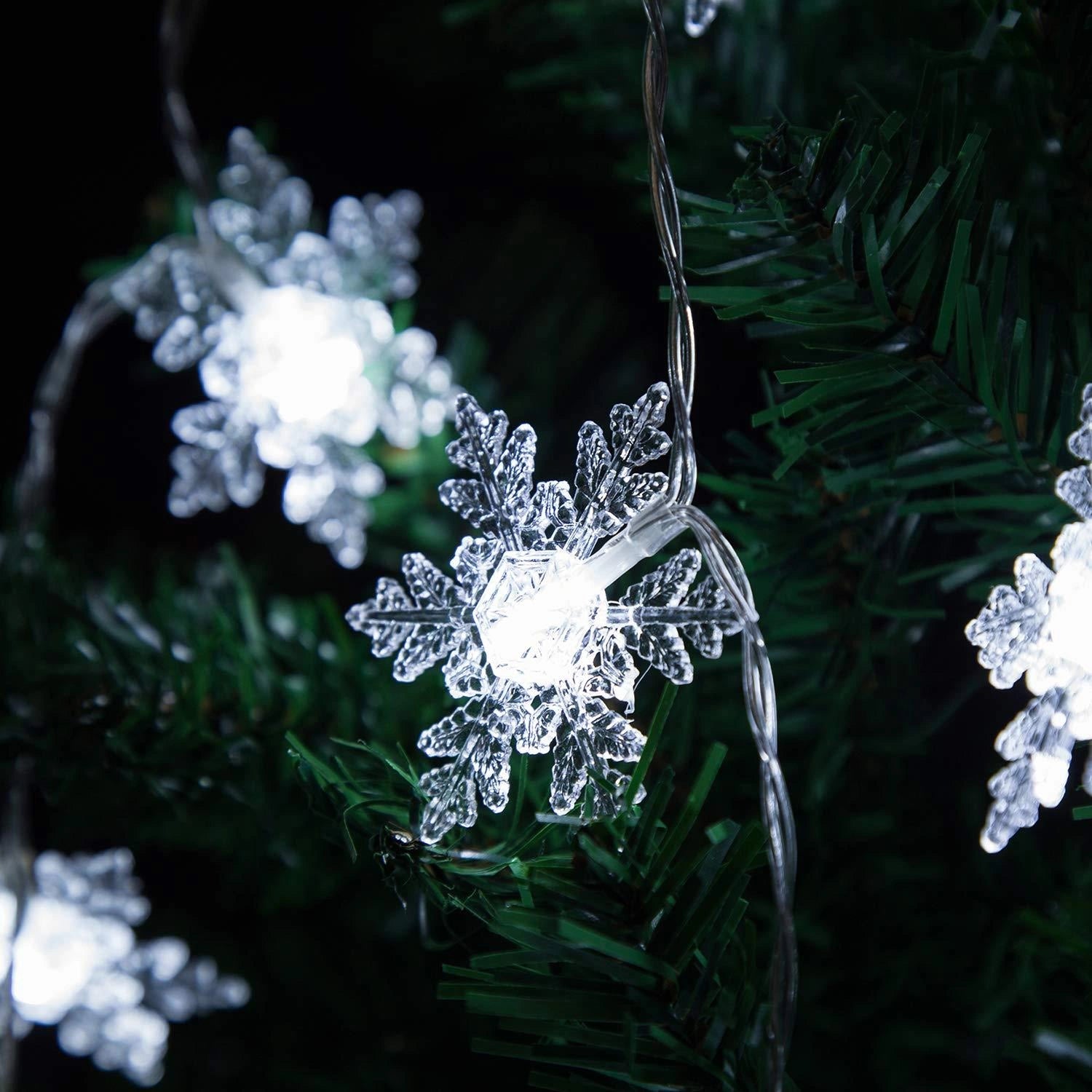 3.3M LED Christmas Snowflake Fairy Light Clear White 20 Bulbs Xmas Home Party