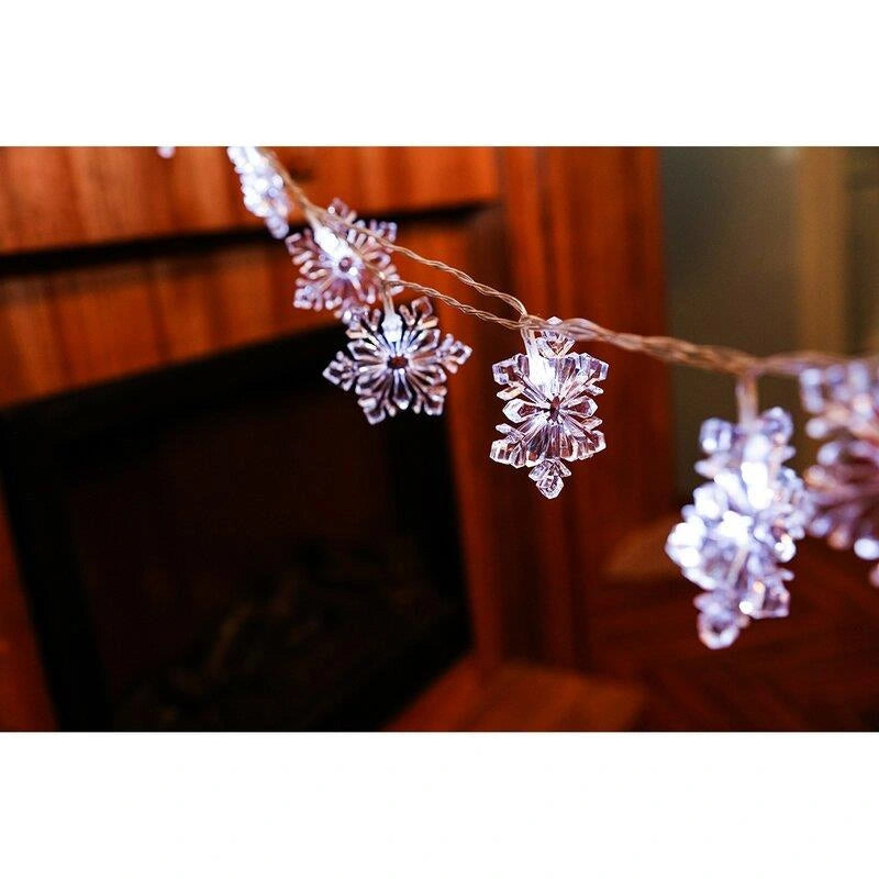 3.3M LED Christmas Snowflake Fairy Light Clear White 20 Bulbs Xmas Home Party